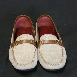 Tan Denim Women Dattero Suede Calf Loafers 9.5 AA Salvatore Ferragamo Italy READ